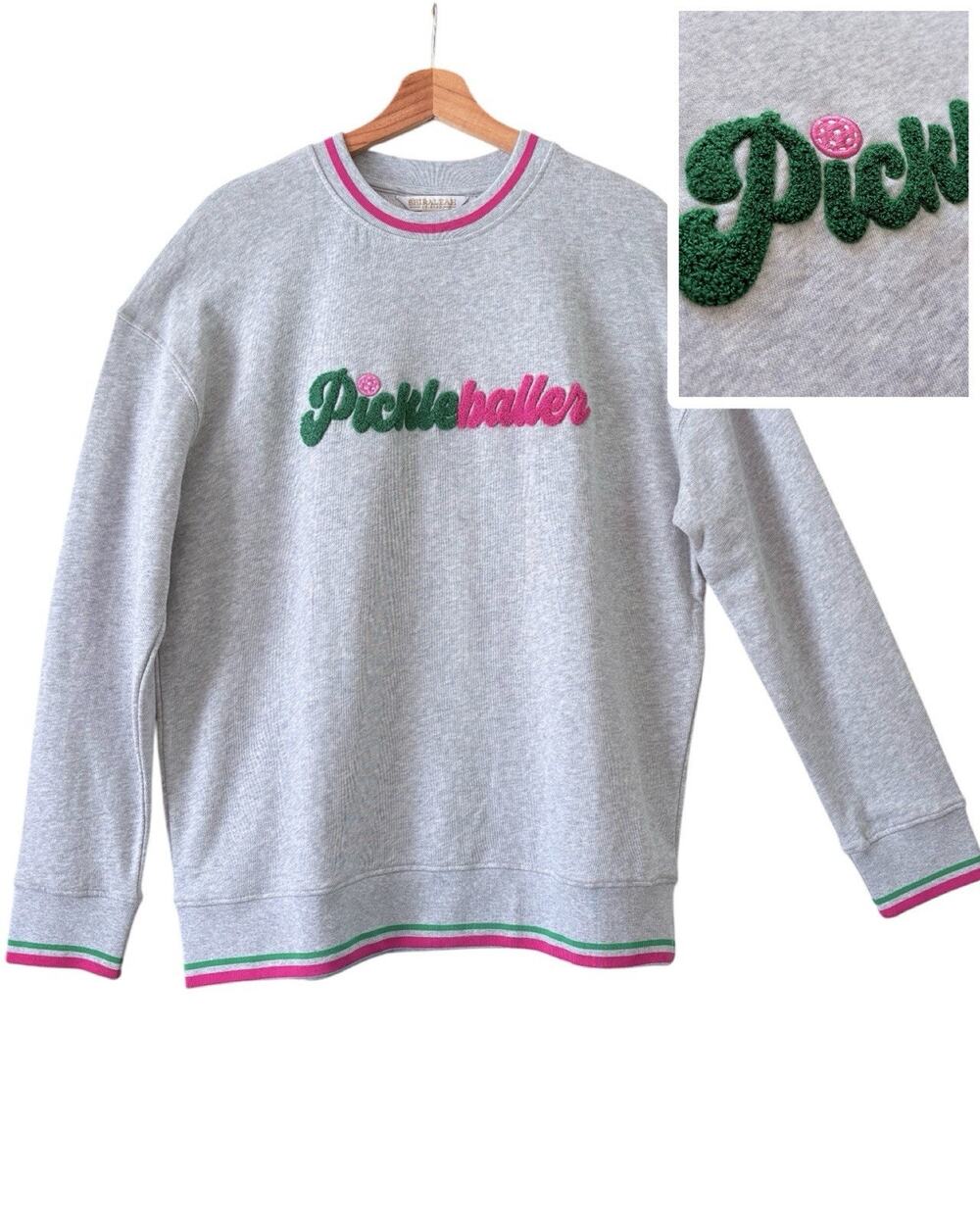 Shiraleah‎ Pickleball Crewneck Sweatshirt Oversized Pickleballer Embroidery M